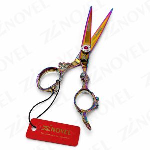 قیچی راست دست کات هفت رنگ دسته نقش دار کد Zi-075C زینوول Zinovel