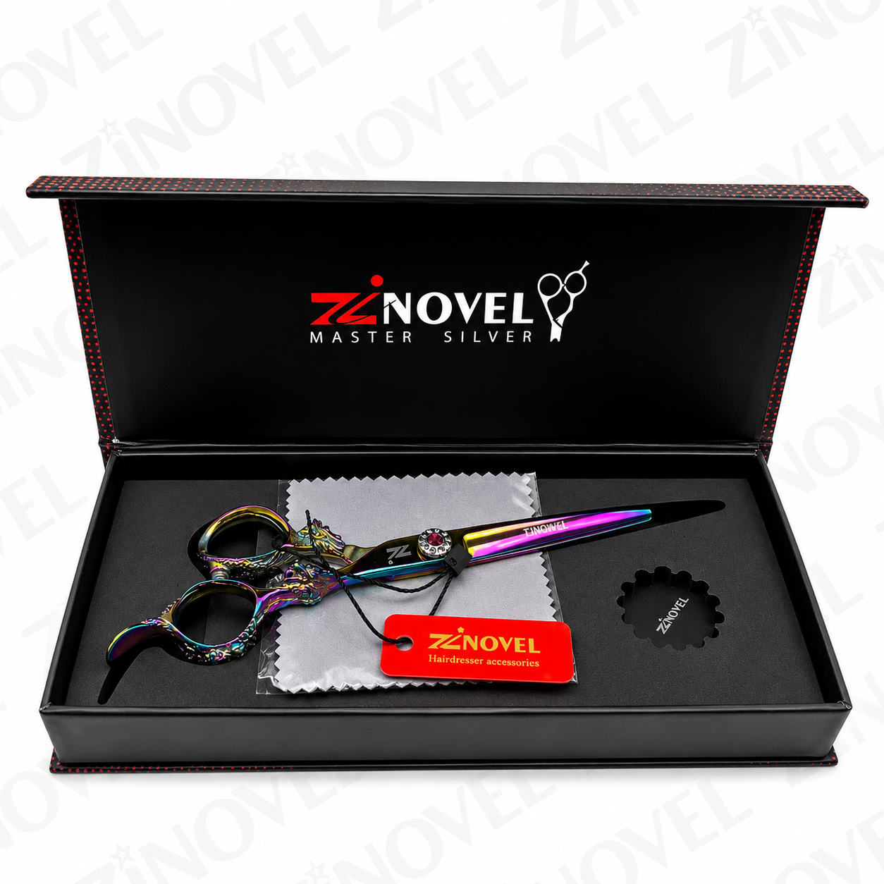 قیچی راست دست کات هفت رنگ دسته نقش دار کد Zi-075C زینوول Zinovel