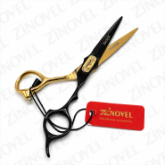 قیچی راست دست کات مشکی طلایی مدل جگوار کد Zi-065C زینوول Zinovel