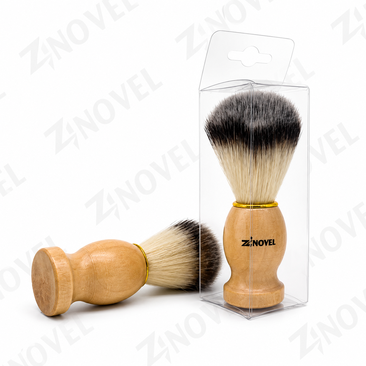 فرچه اصلاح ریش زینوول Zinovel با الیاف مصنوعی نرم و دسته ارگونومیک چوبی