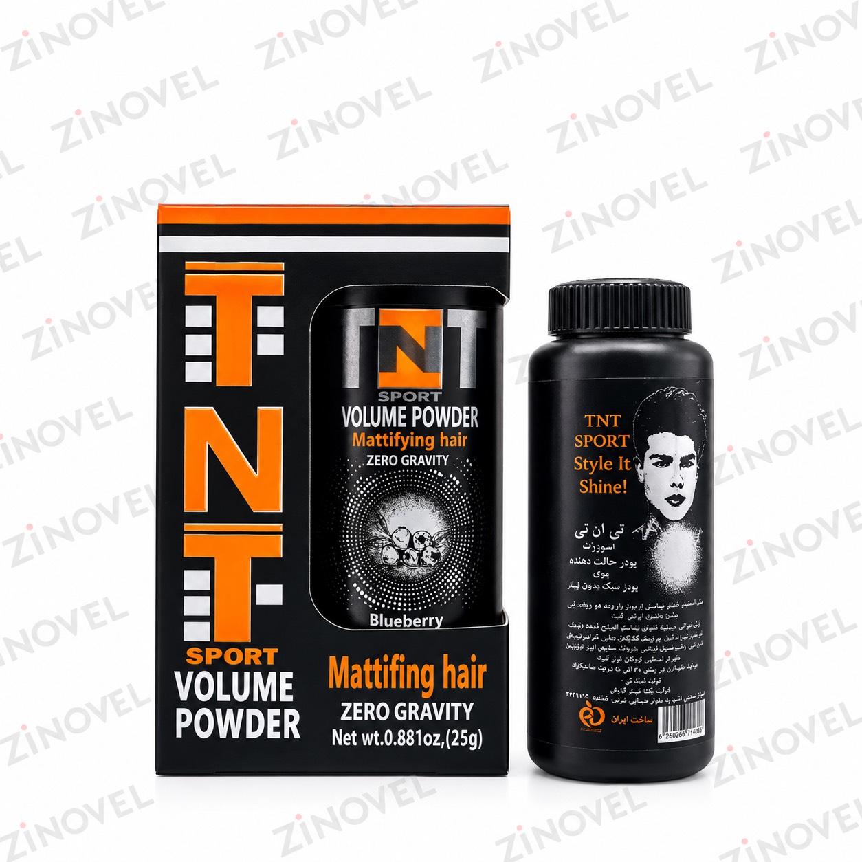پودر حالت دهنده مو TNT نارنجی مدل Blueberry حجم ۲۵ میلی لیتر با رایحه بلوبری